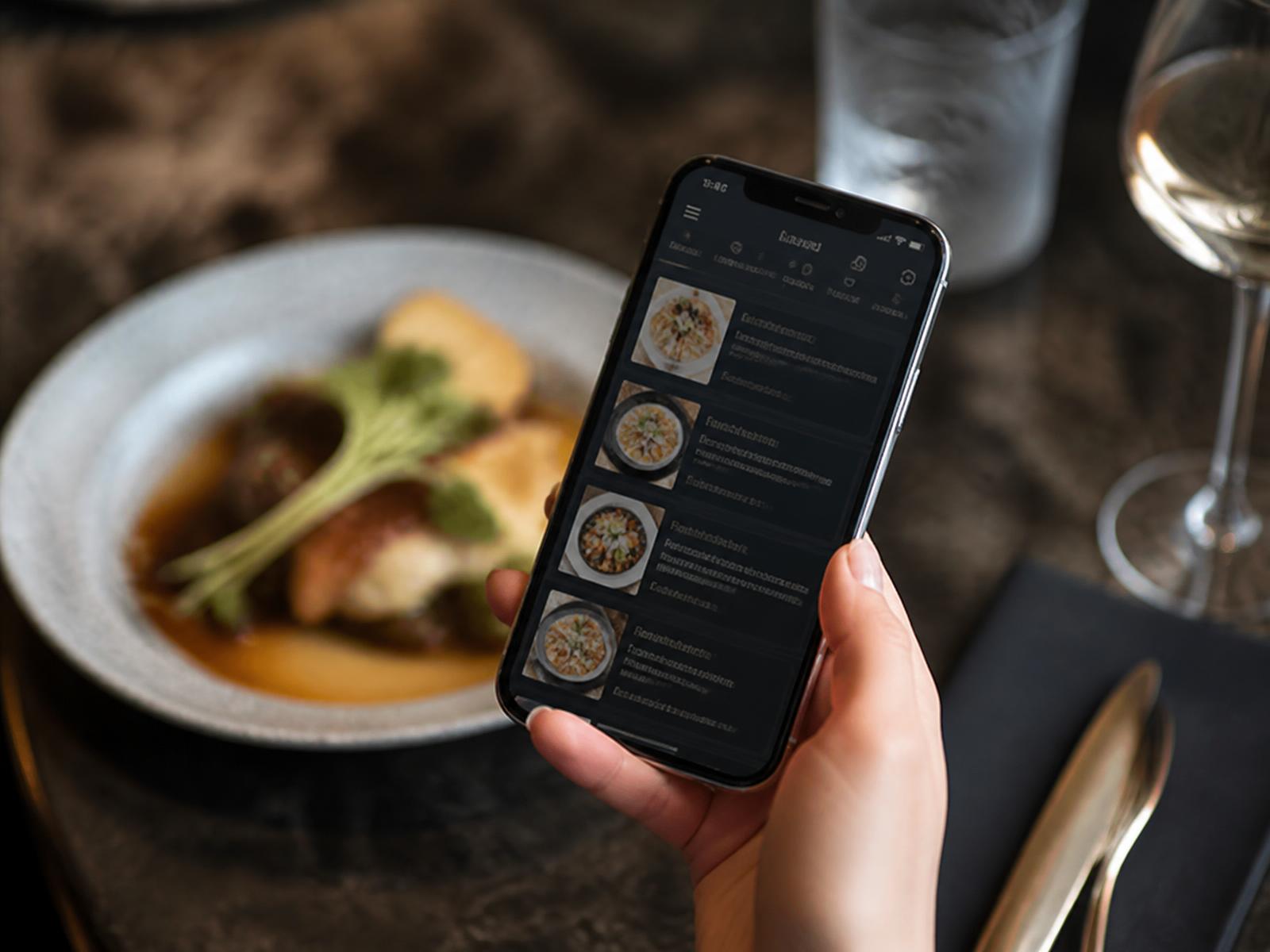 Exemple de menu numérique affiché sur un smartphone